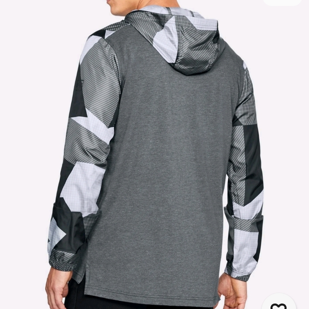 Under Armour Men's Gray/Black UA Sportstyle Anorak 1/2 Zip Hooded Jacket